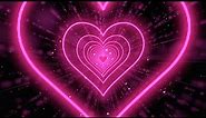 Heart Tunnel💖Heart Background | Neon Lights Love Heart Tunnel Loop | corazones blanco y negro