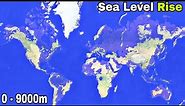 World Flood Map | Sea Level Rise (0 - 9000m)