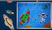 How to Draw space theme | Planet And Space drawing for kids | #rocket | #astronaut | #galaxy theme