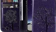 MEMAXELUS Flip Cases for iPhone 15 Pro Max Wallet Case with Kickstand Card Holder Slot Cartoon Style Cover PU Leather Shockproof Protective Case for iPhone 15 Pro Max KT - Wish Tree Dark Purple