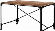Benjara Industrial Style Home Office Desk with Rectangular Wooden Top and Metal Legs, Brown and Bronze