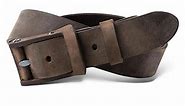 PEGAI Distressed Leather Belt for Men | Rustic Minimalist Handcrafted Leather Belt | Boone (36, Chestnut Brown)