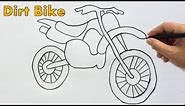 How to Draw a Dirt Bike Drawing Easy Outline | Motocross Bike Sketch Step by Step