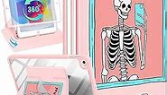 for Apple iPad Mini 4/5 Case, for iPad Mini 4th/5th Generation Cases Kids Cute Skull Folio Cover with Pencil Holder Women Girly Skeleton Fun Goth Scary Rotating Stand for iPad Mini 7.9 Inch