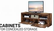 Convenience Concepts Newport Marbella 60 inch TV Stand with Cabinets and Shelves, Black