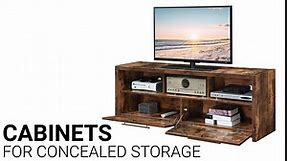 Convenience Concepts Newport Marbella 60 inch TV Stand with Cabinets and Shelves, Black