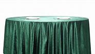 Hunter Emerald Green Seamless Premium Velvet Round Tablecloth, Reusable Linen 120" for 5 Foot Table With Floor-Length Drop