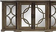 The Urban Port 4 Door Wooden Console with Circled Design Mirrored Front, Brown