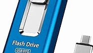USB Flash Drive for iPhone 512GB,4 in 1 iPhone Photo Stick,Thumb Drive Help Save More Photos and Videos Compatible ，iPhone External Storage Suitable for iPhone，iPad，Android with PC Blue.