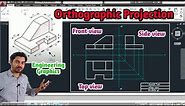 Orthographic projection in autocad Engineering Graphics | Engineering drawing in AutoCAD Mech20 Tech