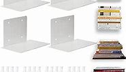ECOSEAO Floating Book Shelves for Wall, Heavy-Duty Book Organizers, Iron Wall Mounted Shelves for Home Office Classroom Library, White Large (4)