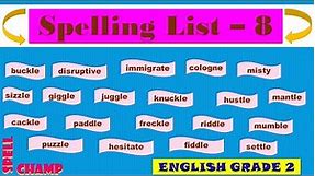 English Grade 2 Spelling List 8