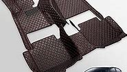 Castlerock Leather Car Floor Mats for Toyota Camry Hybrid 2018 2019 2020 2021 2022 2023 2024 All Surround Custom Fit Camry Floor Liner(Full Set-Red Seam)