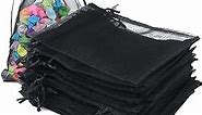 G2PLUS Organza Bags 4×6 Inches,100PCS Black Organza Gift Bags with Drawstring, Organza Mesh Jewelry Pouches, Sheer Wedding Gift Bags Candy Bags for Christmas, Halloween, Party Favors