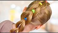PULL THROUGH BRAID with BRIGHT ELASTICS | Back to School hairstyle| Little girls hairstyles #29