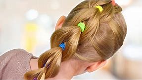 PULL THROUGH BRAID with BRIGHT ELASTICS | Back to School hairstyle| Little girls hairstyles #29