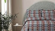 Azores Home Cotton Flannel King Duvet Cover Set, Oversized, Wrinkle Resistant, Soft Touch, Includes One Duvet Cover and Two Sham Pillowcases, 170GSM, Brentwood Plaid/Brown