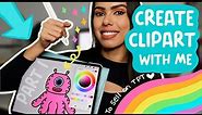 Create Clipart with me to sell on TPT using Procreate on the iPad (Real time creation) PART 1