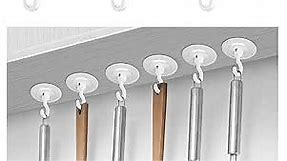 Adhesive Hooks Hanging Ceiling & Wall: Heavy Duty Damage-Free No-Drill Removable Self-Stick Wall Hook 6Pack White Hanger Plants Lights Bags Towels Clothes for Doors Cabinets Showers Bathrooms