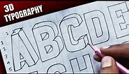 How To Write English Alphabets Letter in 3D Font | Typography Tutorial [Tabrez Arts]