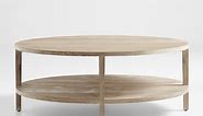 Clairemont Natural Oak Wood 48" Round Coffee Table with Shelf   Reviews | Crate & Barrel