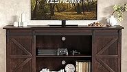 YESHOMY TV Stand for Televisions up to 65 Inchs, with Sliding Barn Doors and Storage Cabinets, Console Table and Media Furniture for Living Room, 58 Inch, Espresso