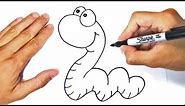 How to draw a Worm for kids | Worm Easy Draw Tutorial
