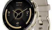 Garmin Venu 3S 41mm Watch, Soft Gold Stainless Bezel Steel with French Gray Case and Silicone Band - 010-02785-02