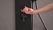 BWE 4-Jet Rainfall Shower Tower Shower Panel System with Rainfall Waterfall Shower Head and Shower Wand in Matte Black YTPL04-Black