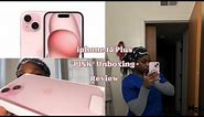 Pink iPhone 15 Plus Unboxing, Setup + iPhone 14 Pro Max Comparison In Size + New Update (iOS 17)