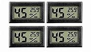 4-Pack Mini Digital Electronic Temperature Humidity Gauge Meters Indoor Thermometer Hygrometer LCD Display Fahrenheit (℉) for Mason Jars, Growing, Curing, Harvesting, Greenhouse, Garden, Humidors