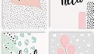 Hello Greeting Cards, All Occasion Cards, 100-Pack, 4 x 6 inch, 4 Fun Variety Cover Designs, Blank Inside, by Better Office Products, Thinking of You Cards, Hello Note Cards, with Envelopes, 100 Pack
