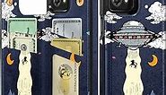 Shorogyt for Moto G Stylus 5G 2023 Wallet Case with Card Holder, Designer Alien UFO Pattern Kickstand Back Flip Folio Leather Phone Cases for Motorola Moto G Stylus 5G 2023 for Women Men Girls