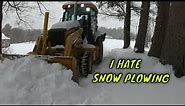 Snow Plowing with John Deere Backhoe 310G