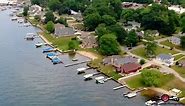 Pine Lake La Porte, Indiana July shoreline aerial tour done footage