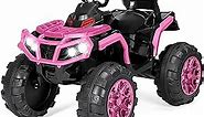Best Choice Products 12V Kids Ride-On Electric ATV, 4-Wheeler Quad Car Toy w/Bluetooth Audio, 3.7mph Max Speed, Treaded Tires, LED Headlights, Radio - Pink