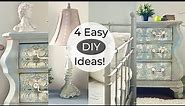 4 Easy DIY: Decoupage furniture, Patina effect painted Lamp & Chalk Painted furniture pieces 🎨👩‍🎨