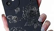 Compatible with iPhone 11 6.1inch Case,Cute Roses Flower Cool Black Solid Design,Soft Silicone Slim Thin Girly Phone Case Protective Shockproof Cover for Women Girls-Roses