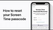 How to reset your Screen Time passcode on iPhone, iPad, and iPod touch — Apple Support