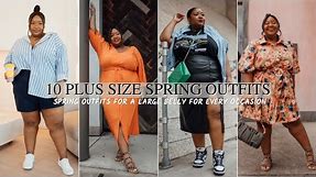 10 PLUS SIZE SPRING OUTFITS FOR A LARGE BELLY | HOW TO DRESS YOUR APPLE SHAPE | FROM HEAD TO CURVE