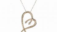 10k Yellow Gold Diamond Duo Heart Pendant Necklace (.05 cttw, I-J Color, I3 Clarity), 18