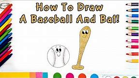 How To Draw A Baseball And Bat! (Art For Kids!) - Easy Step By Step Beginner Art/Drawing Lesson!