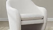 CHITA Accent Chair, Mid Century Modern Comfy Boucle Arm Chair for Living Room and Bedroom, White