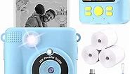 Kids Camera Instant Print, Christmas Birthday Gifts for Kids Age 3-12, Selfie Digital Camera with 1080P Videos,Toddler Portable Travel Camera Toy for 4 5 6 7 8 9 Year Old Boys Girls-Blue