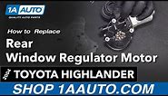 How to Replace Rear Window Regulator Motor 00-07 Toyota Highlander