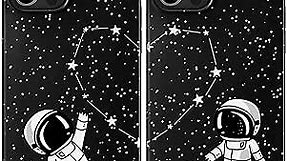 Cavka Matching Phone Cases Compatible with - iPhone 13-6.1 inch for Couples Best Friends Cover Cute Astronauts Outer Space Protective Anniversary for Him Her Boyfriend Girlfriend BFF Stars Kawaii