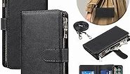 iCoverCase for iPhone X/XS Wallet Case with Card Holder and Adjustable Crossbody Lanyard, PU Leather Kickstand Card Slots [Not Detachable] Flip Cover Case 5.8 Inch (Black)