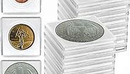 Coin Snap Holders, 20 Pieces Silver Dollar Coin Holder, Coin Capsule Storage Box with 5 Size (20/25/30/35/40 mm) Adjustable Gaskets, Coins Collection Supplies for Collectors-White