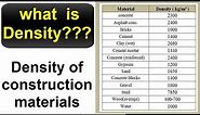 What is Density || Density of Construction materials