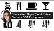 Concession Signs (Food, Drinks, Shops) | DOT Pictograms | Public Signs